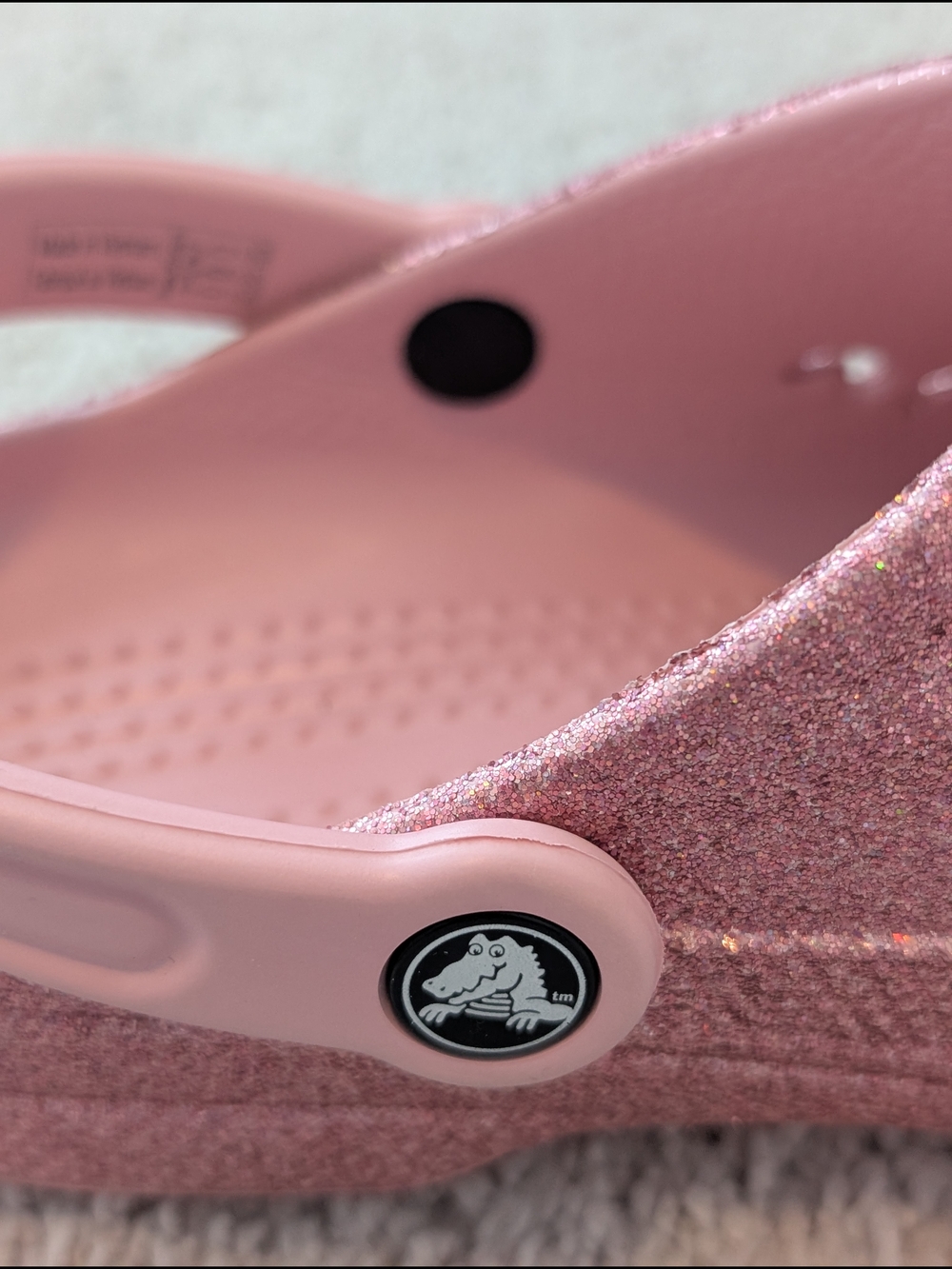 Crocs Baya Pink Glitter Clogs US Women's 7 or Men's 5 Sparkle Barbie Classic - Picture 10 of 13